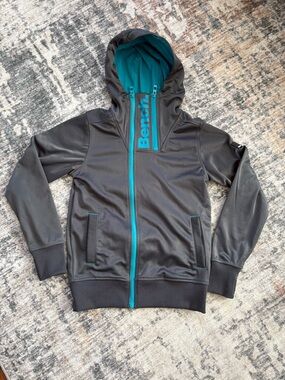 Bench Hooded Zip Jacket in Grey and Teal